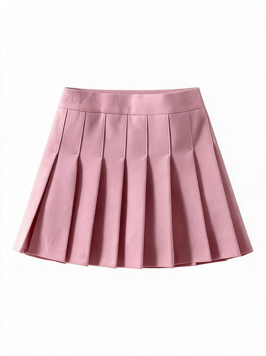 Pink pleated skirt on a white background